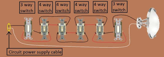 4 Way Switch circuit with multiple 4 way switches