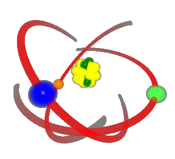 Animated atom with moving electrons
