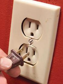 misaligned electrical outlet