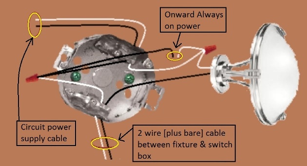 Basic Switch Circuit with power at Fixture - extending - Onward 'Always On' power  from Fixture