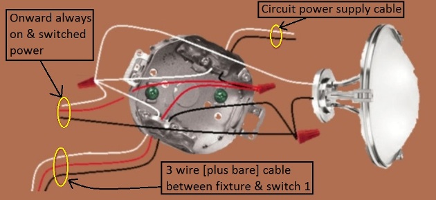 2011 Compliant - 3 way switch circuit - power at fixture - Extension - Onward 'Always On and Switched' Power from Fixture