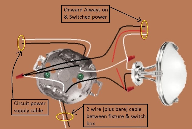 Basic Switch Circuit with power at Fixture - extending - Onward 'Always On and Switched' power  from Fixture