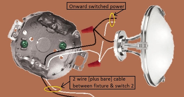 3  Way Switch Circuit - Power and Fixture feed at different Switch - extension - Onward 'Switched' power from Fixture
