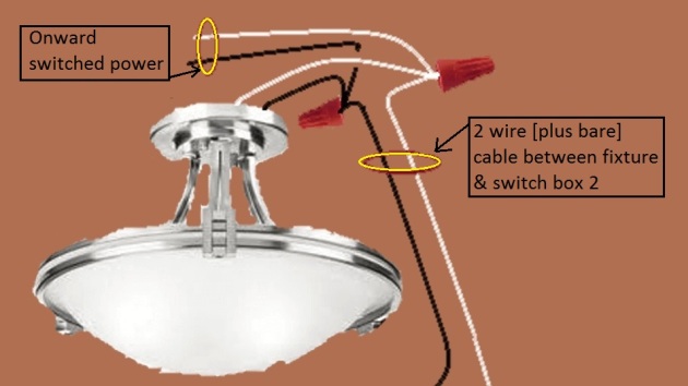 3  Way Switch Circuit - Power and Fixture feed at different Switch - extension - Onward 'Switched' power from Fixture