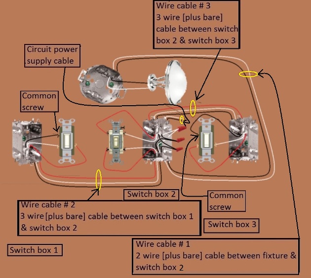 4 Way Switch Circuit -Power at 2nd Switch - Fixture Feed at 2nd Switch