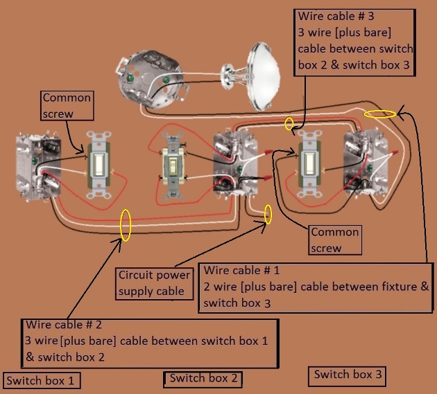 4 Way Switch Circuit - Power at 2nd Switch - Fixture Feed from 3rd Switch