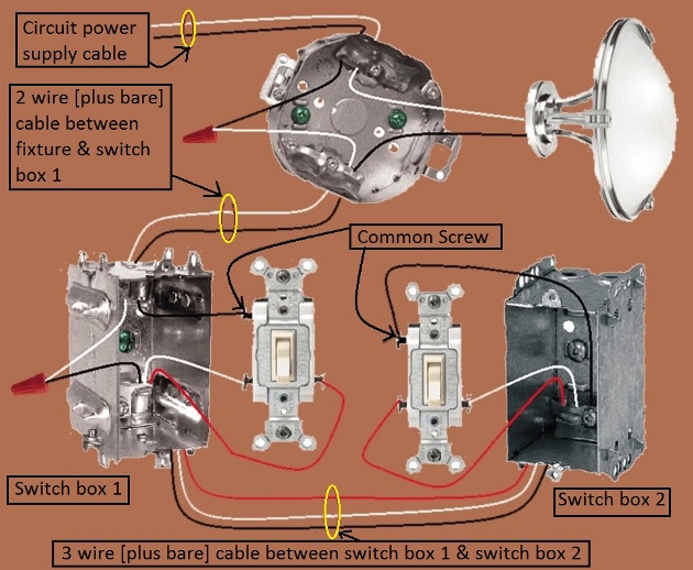 3 Way Switch Circuit - Power at Fixture