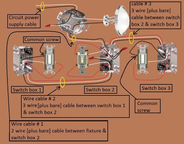 4 Way Switch Circuit with power at  fixture - feed to 2nd switch