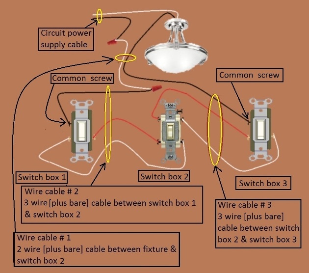 4 Way Switch Circuit with power at  fixture - feed to 2nd switch