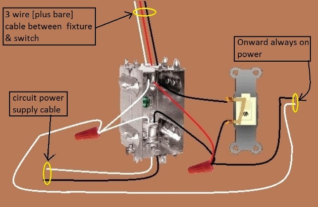 Fan / Light Combination Fixture Switch Circuits - Fan Always Hot / Light Switched - Power Source at Switch - Extension - Onward 'Always On' Power from Switch Box