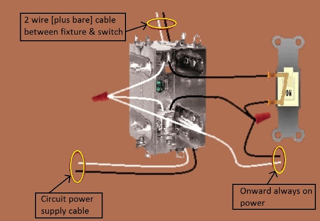 Fan Light Combination Switch Wiring - Switched Together - Power at Switch - Extension - Onward 'Always On' Power from Switch