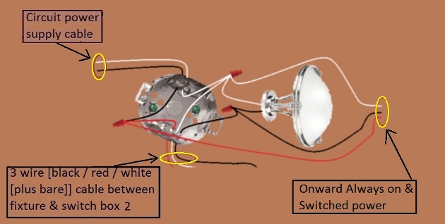2011 NEC Compliant - 4 Way Switch Circuit - Power at Fixture - Feed to 2nd Switch - Extension -  Onward 'Always On and Switched' Power from Fixture