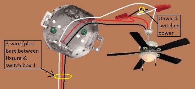 2011 NEC Compliant - Fan / Light Combination Fixture Switch Circuits - Switched Separately - Power at Switch / Light controlled by 3 way switches / Fan at one location only - Extension - Onward 'Switched' Power from Fan Switch at Fixture