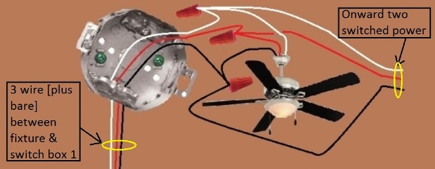 2011 NEC Compliant - Fan / Light Combination Fixture Switch Circuits - Switched Separately - Power at Switch / Light controlled by 3 way switches / Fan at one location only - Extension - Onward TWO 'Switched' Power from Light and  Fan Switch at Fixture