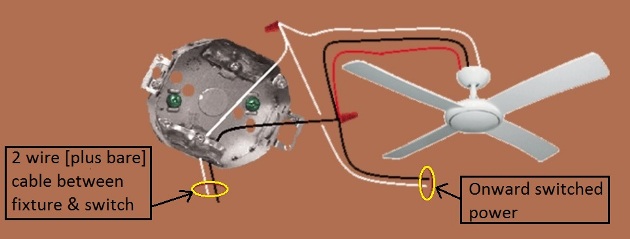 Fan Light Combination Switch Wiring - Switched Together - Power at Switch - Extension - Onward 'Switched' Power from Fixture