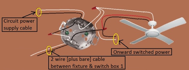 Fan Light Combination Switch Wiring - Switched Together - 3 Way Switches - Power at Fixture - Extension - Onward 'Switched' Power from Fixture
