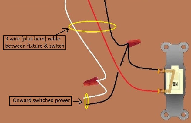  NEC Compliant -  Fan / Light Combination Fixture Switch Circuits - Fan Always Hot / Light Switched - Power Source at Fixture - Extension - Onward 'Switched' Power from Switch