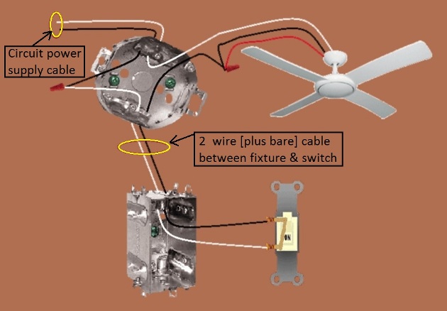 Fan Light Combination Switch Wiring - Switched Together - Power at Fixture