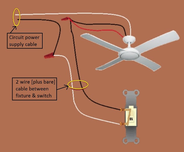 Fan Light Combination Switch Wiring - Switched Together - Power at Fixture