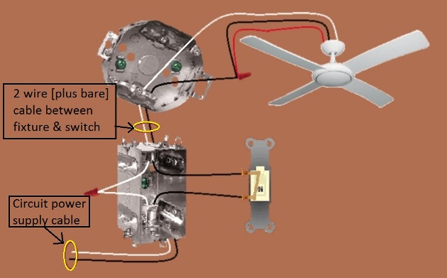 Fan Light Combination Switch Wiring - Switched Together - Power at Switch