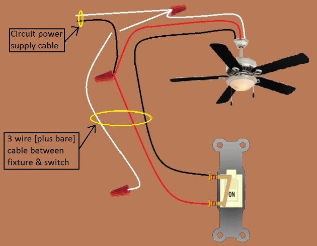  NEC Compliant -  Fan / Light Combination Fixture Switch Circuits - Fan Always Hot / Light Switched - Power Source at Fixture